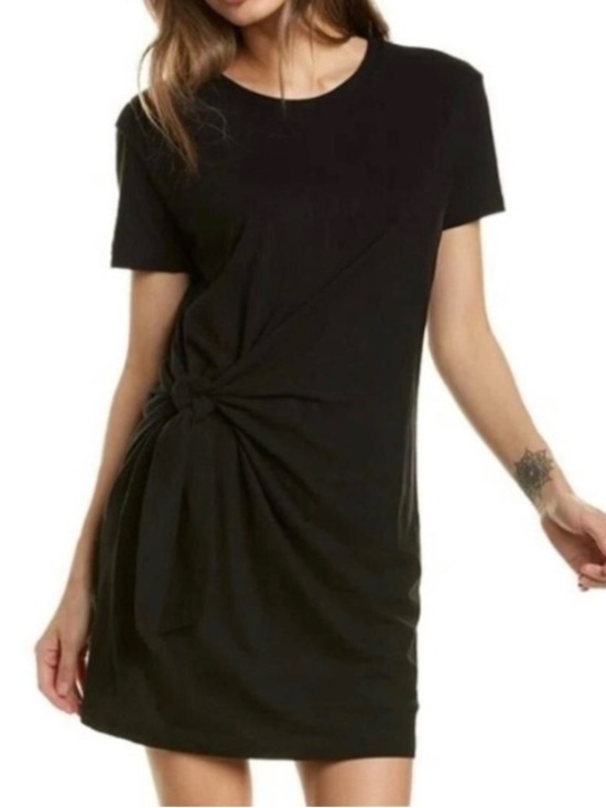 Vince Dresses & Skirts - Vince Side-Tie Black Cotton  Short Sleeve Casual Mini Dress Large